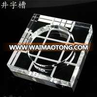 Customized Laser Logo Square Engraved Crystal Ashtray High quality engraving crystal ashtray