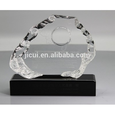 Iceberg shape pure high quality K9 crystal clock iceberg with painting award JKC-0079