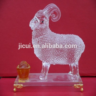 Personalized Etched Crystal Zodiac Sheep for New Year Decoration