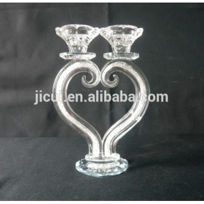 Hot Sale !!! Unique crystal heart-shaped candle holder with diamond for wedding table decration JKC-0004