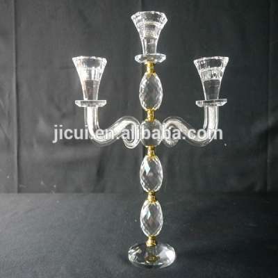 Wedding Decorative Candelabra,Crystal With Golden Metal Candle Holder