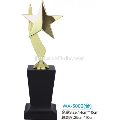 Popular wood trophy base gold plated STAR awards metal trophy