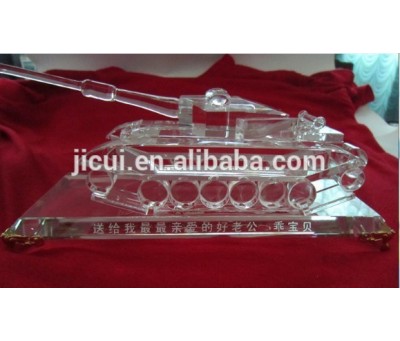 Clear Glass Crystal Tank Model for Governmant Souvenirs