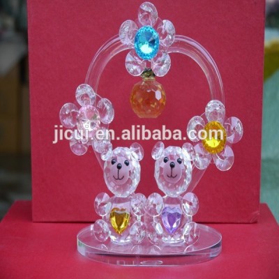 crystal teddy bear for wedding gift with flower